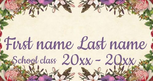 Label Notebook School Flower Mauve template