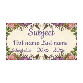 label notebook school flower mauve 