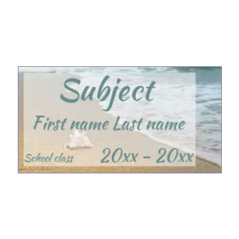 label notebook school blue sea 