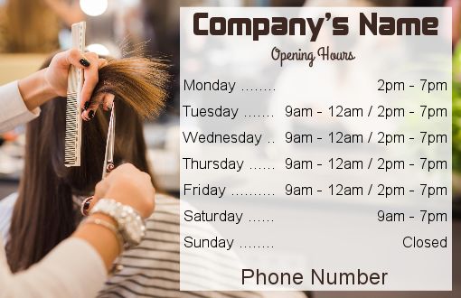 Poster Hairstyling Opening Hours Shop free template
