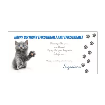 funny birthday wedding card cat blue grey nuptials animals 