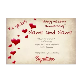 birthday wedding card heart letter nuptials red brown 
