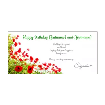 birthday wedding card flower green nuptials red 