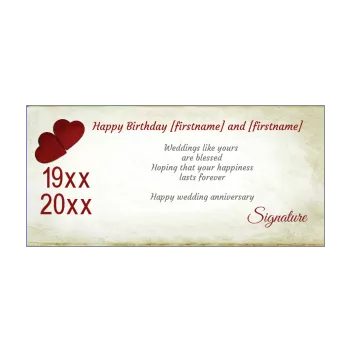 birthday wedding card heart letter nuptials red yellow 