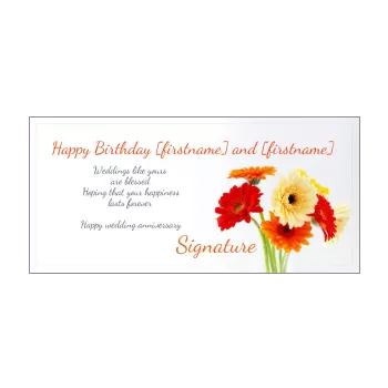 birthday wedding card flower nuptials orange red yellow 