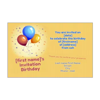 birthday card invitation balloon orange 