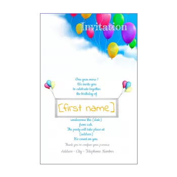 birthday card invitation balloon blue white 
