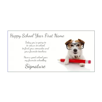 funny card good school year pencil dog glasses 