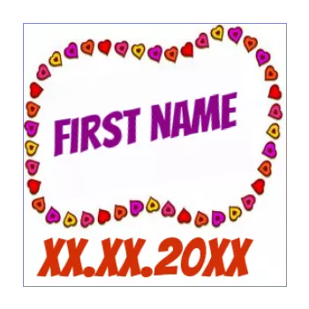 label birth gift heart baby mauve 