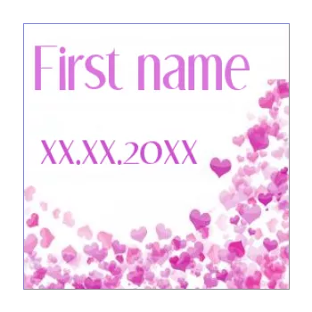 label birth gift heart baby girl rose 