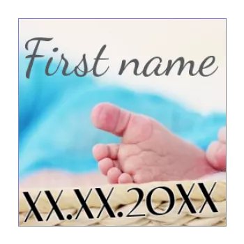 label birth gift baby blue foot 