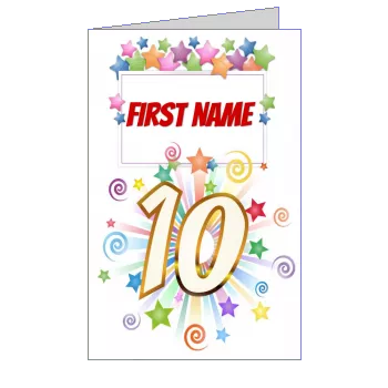 Birthday Card 10 Years Green template