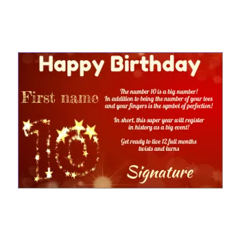 Birthday Card Templates By Age 10 Years 18 Years 30 40 50 60 70 Years