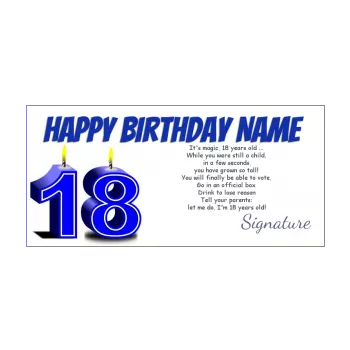 happy birthday card 18 years old blue candle 