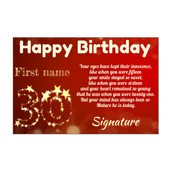 30th Birthday card free printable template or for send online