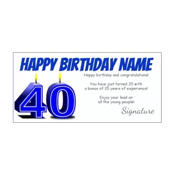 happy birthday card 40 years blue candle 