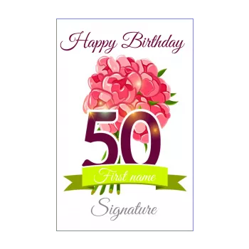 happy birthday card 50 years flower rose 