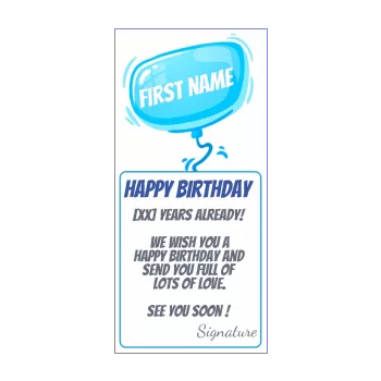 happy birthday card label balloon blue kid 