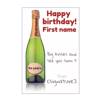 funny happy birthday card bottle champagne green 