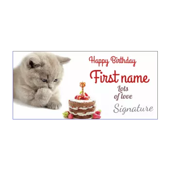 happy birthday card strawberry cat cake kid animals 