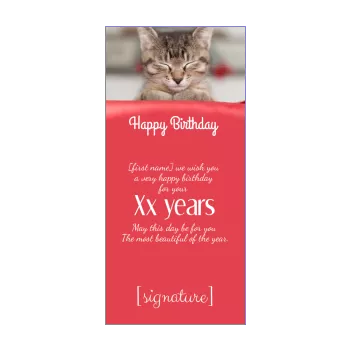 happy birthday card cat red 