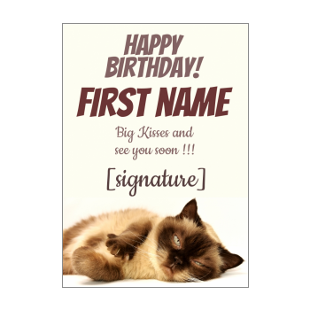 Birthday Card Cat free printable template or send online