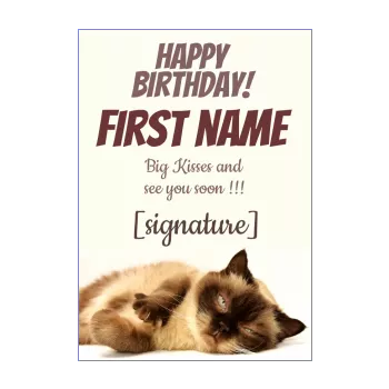 happy birthday card cat brown animals 