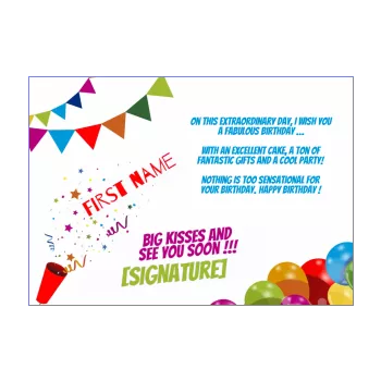 happy birthday card balloon confetti drawing 