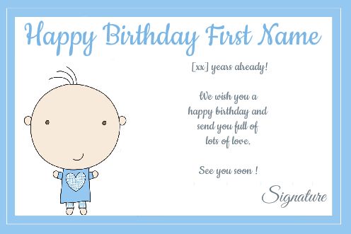 Birthday Card Baby Blue Boy free template