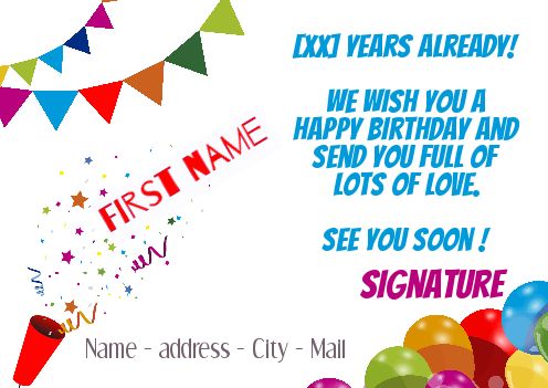 Happy Birthday Card Balloon Confetti free template