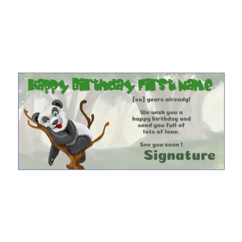 happy birthday card drawing green kid panda animals 