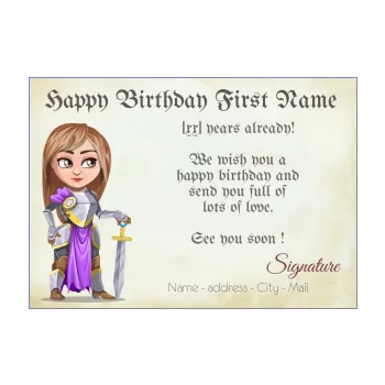 happy birthday card princess drawing girl kid knight 