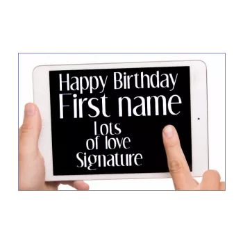 happy birthday card black kid phone tablet white 