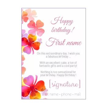 happy birthday card flower mauve rose women 