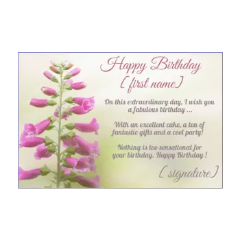 happy birthday card flower mauve 