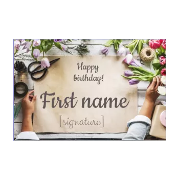 happy birthday card brown flower paper 