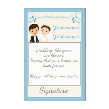 birthday wedding card blue drawing nuptials yellow 