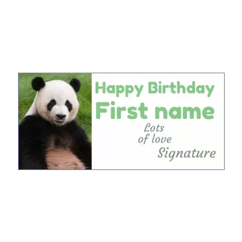 happy birthday card green kid panda animals 