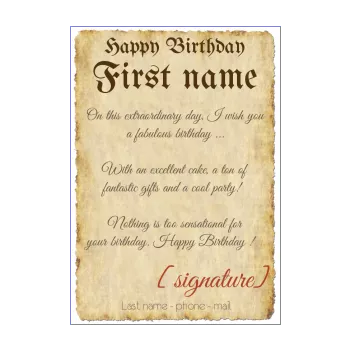 happy birthday card letter parchment pirate 