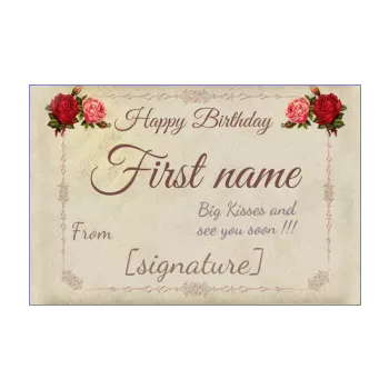 happy birthday card brown flower rose vintage 