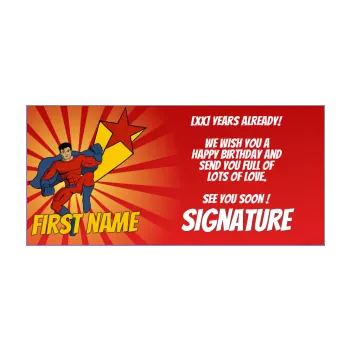 happy birthday card super hero boy kid red yellow 