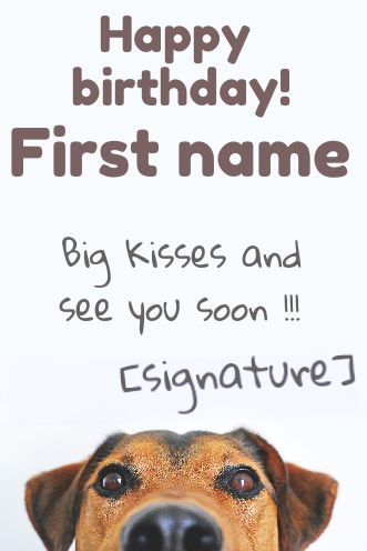 Happy Birthday Card Dog Brown virtual free