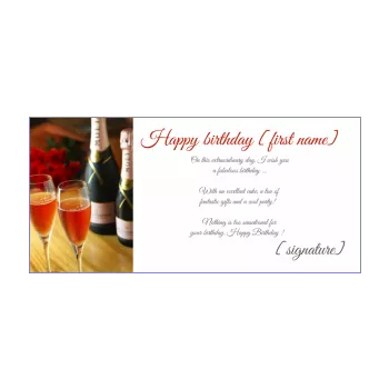 happy birthday card champagne rose alcohol 