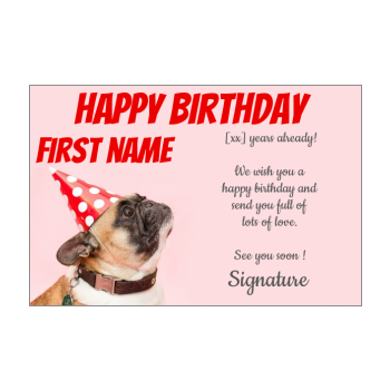 Funny Happy Birthday Card Dog Kid free template (card 2229)