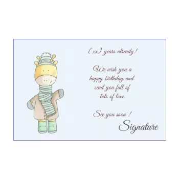 happy birthday card baby blue kid animals 