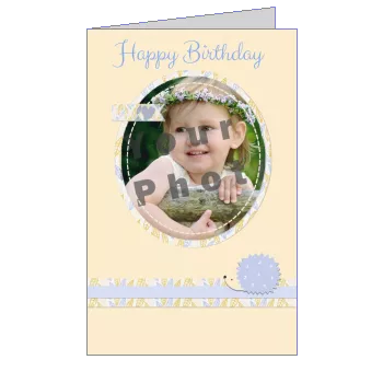 Birthday Card Baby Kid Yellow with photo virtual