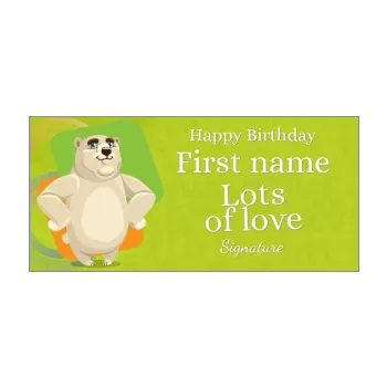 happy birthday card bear green kid animals 
