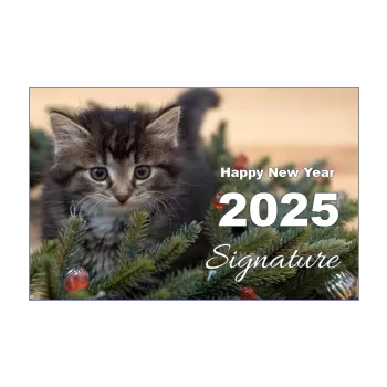 card wishes best new year cat fir green 