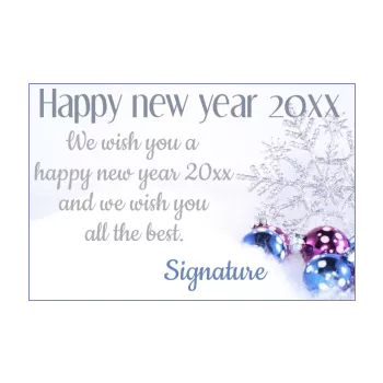 card wishes best new year ball blue mauve snow 