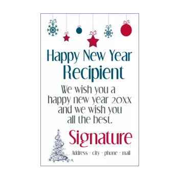 card wishes best new year ball blue fir red 